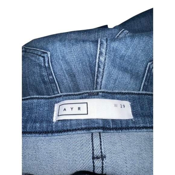 AYR Women’s The Bomb Pop Straight Leg Raw Hem High-Rise Denim Blue Jeans Size 29 - Picture 3 of 8